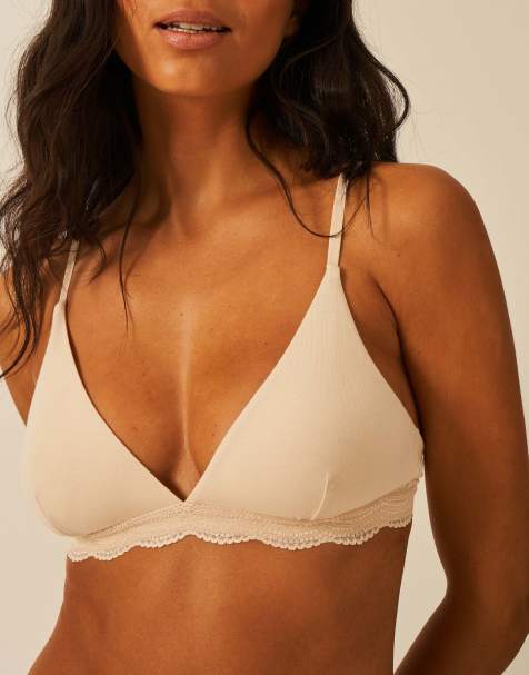 Stripe and Stare Triangle lace bra in beige - view 1