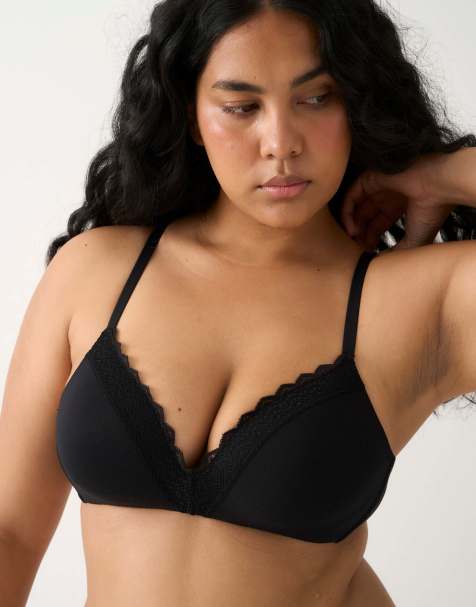 Stripe and Stare Zigzag lace demi bra in black - view 1