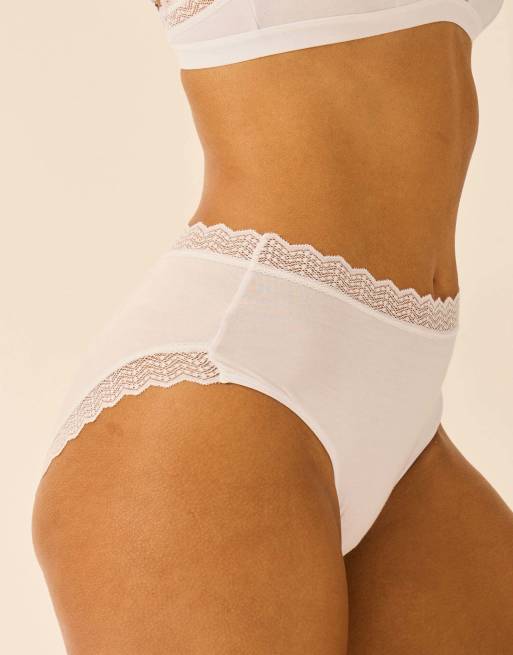 Stripe and Stare Zigzag lace high rise knicker four pack in multi, 6 of 7