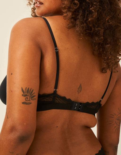 Stripe and Stare Zigzag lace triangle bra in black, 2 of 7