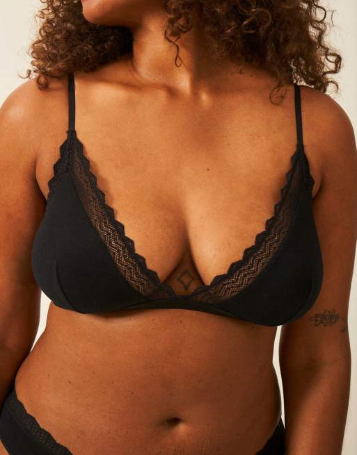 Stripe and Stare Zigzag lace triangle bra in black, 5 of 7