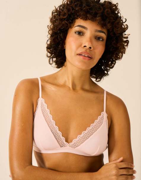Stripe and Stare Zigzag lace triangle bra in pink - view 1