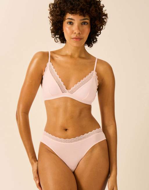 Stripe and Stare Zigzag lace triangle bra in pink, 4 of 7