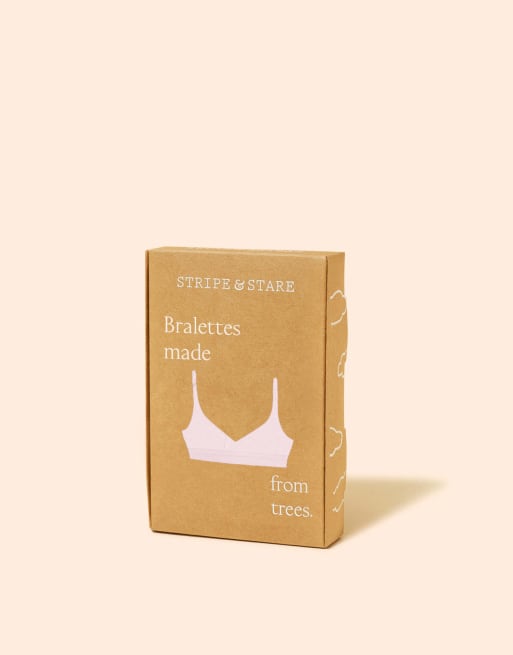 Stripe and Stare Zigzag lace triangle bra in pink, 6 of 7