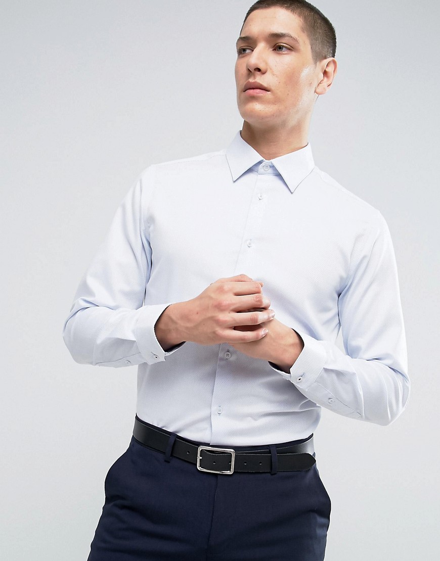 фото Строгая узкая рубашка из фактурной ткани burton menswear-белый