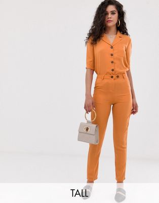 фото Строгие брюки от комплекта с завышенной талией fashion union tall-оранжевый