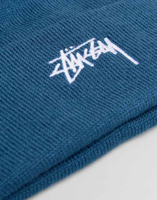 Stussy Basic Logo Beanie in Blue