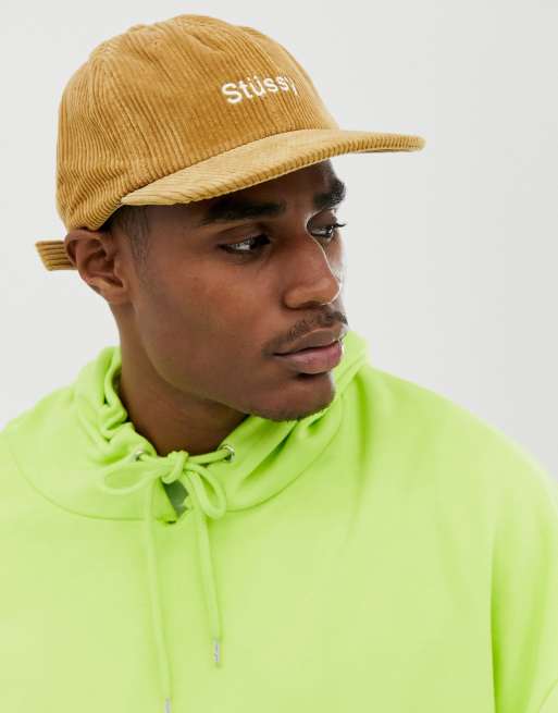 Stussy Corduroy Cap with logo in brown