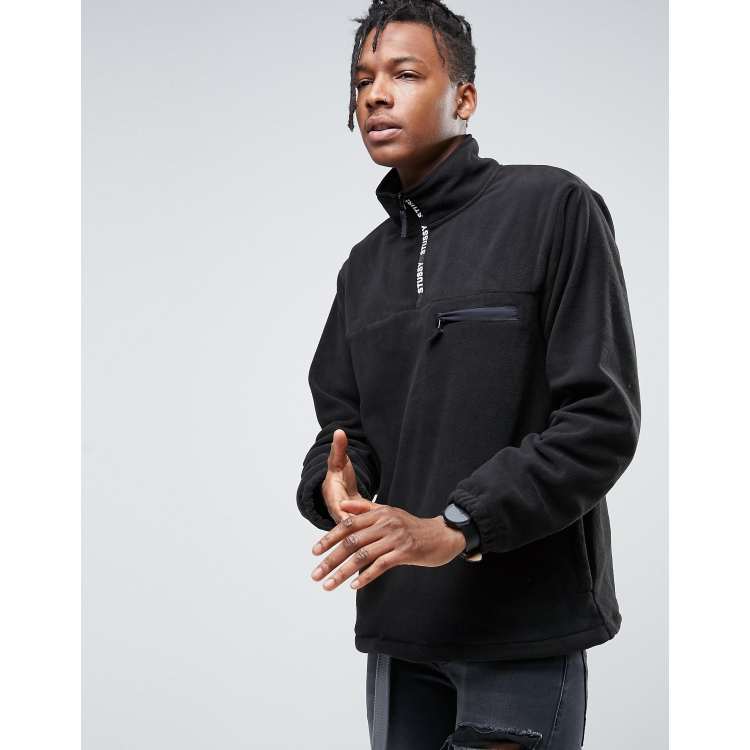 Stussy polar fleece hot sale half zip black