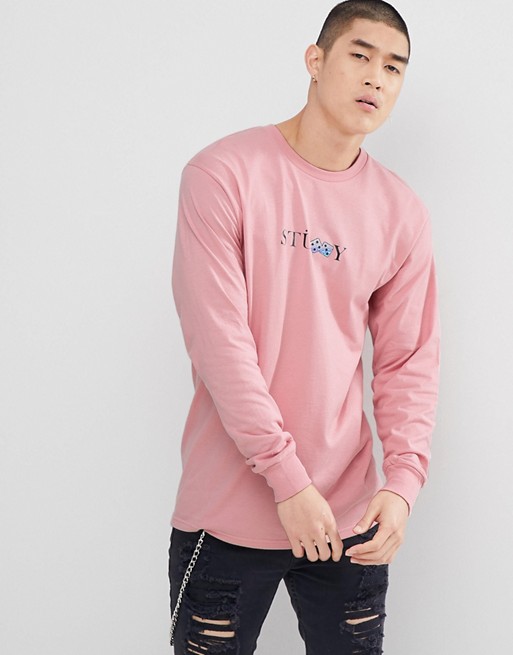 Stussy | Stussy Long Sleeve T-Shirt With Prism Dice Print in Pink