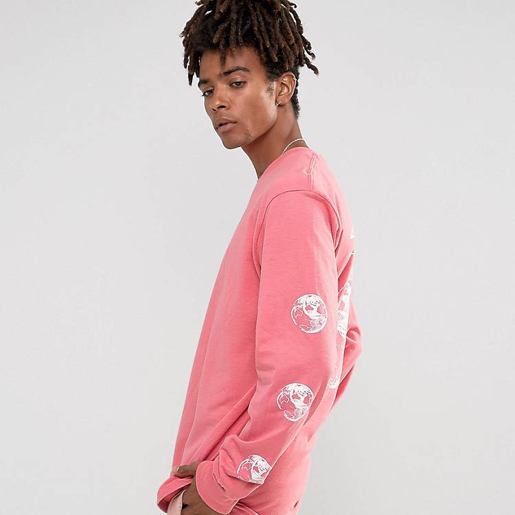 Reserveren Uitgaan Kennis maken Stussy Long Sleeve T-Shirt With Stock World Back Print in Pink | ASOS