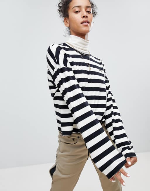 stussy black and white long sleeve