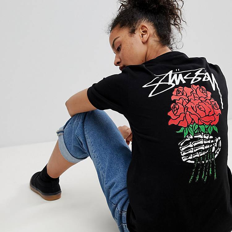 Stussy Oversized T-Shirt With Rose Back | ASOS