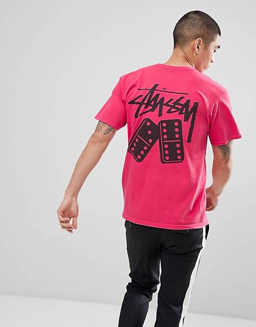 hebzuchtig Aanwezigheid Om toevlucht te zoeken Stussy Pigment Dyed T-Shirt With Domino Back Print in Pink | ASOS