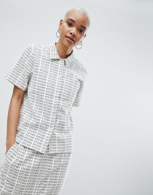 Stussy Shirt With Repeat Logo Print In Corduroy Two-Piece | ASOS