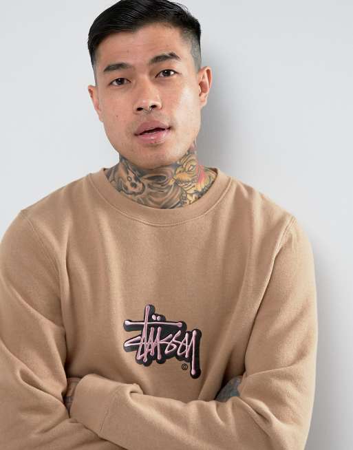 Stussy stock logo hot sale applique crew sweat