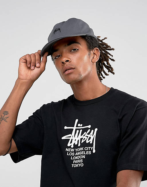 Stussy T-Shirt With Big Cities Print in Black