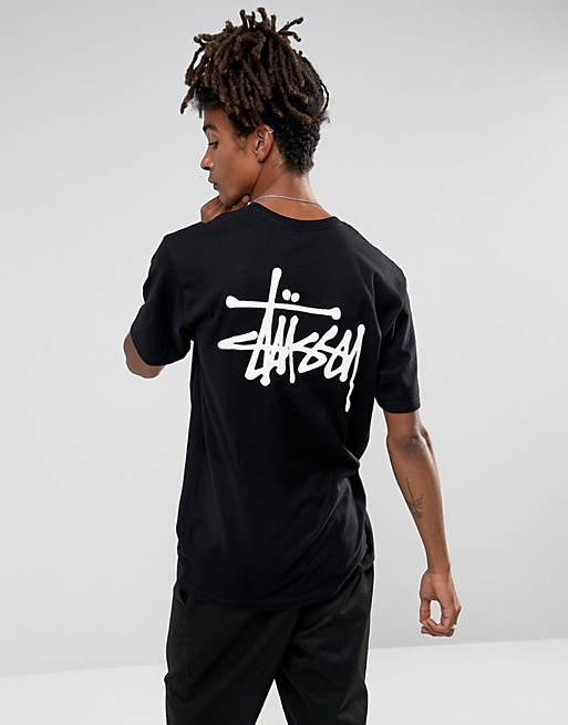 Stussy T-Shirt With Logo Back Print in Black | ASOS