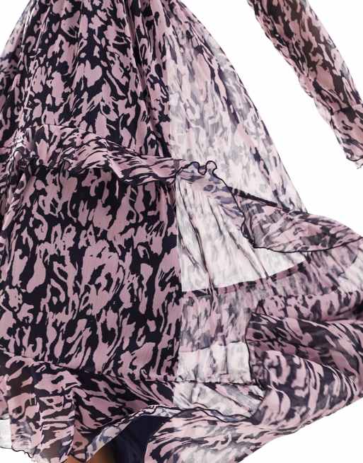 Stye Cheat ruffle detail maxi dress in purple print, 4 of 4