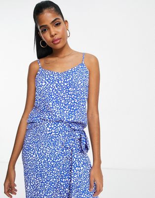 Style Chear cami top co-ord in cobalt blue spot