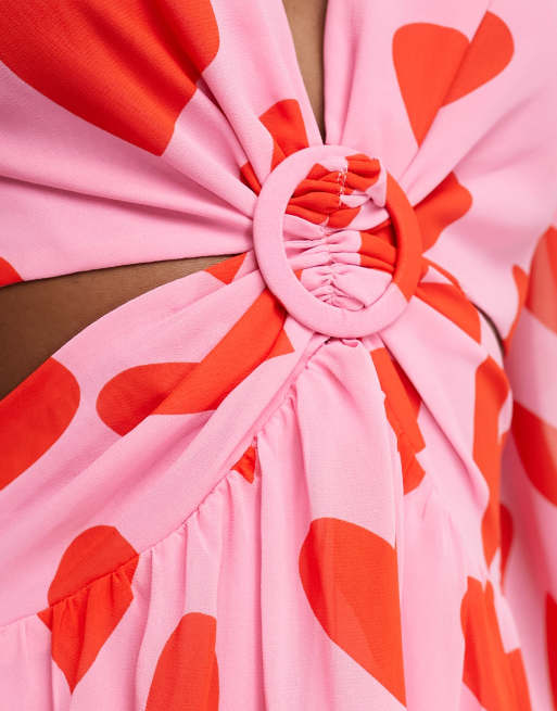 Style Cheat balloon sleeve mini dress in red and pink heart, 3 of 4