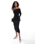 [Style Cheat] Style Cheat bardot ruched knit dress in black M Black