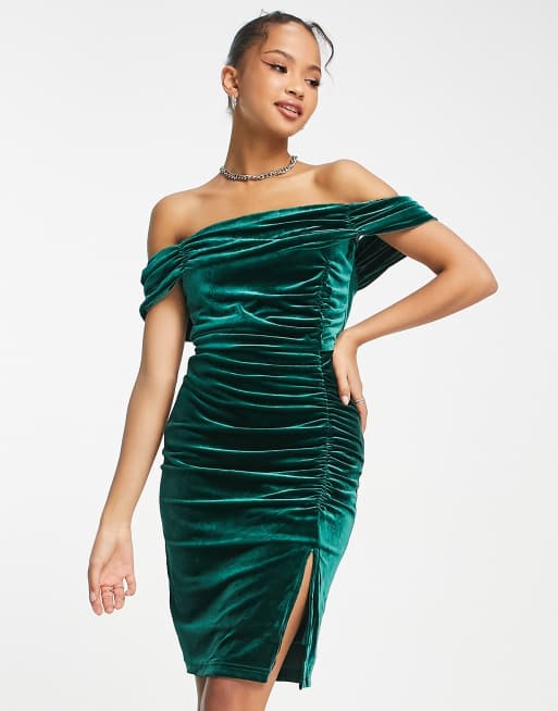 Emerald bardot outlet dress