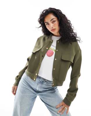 bomber tailored jacket in khaki-Green