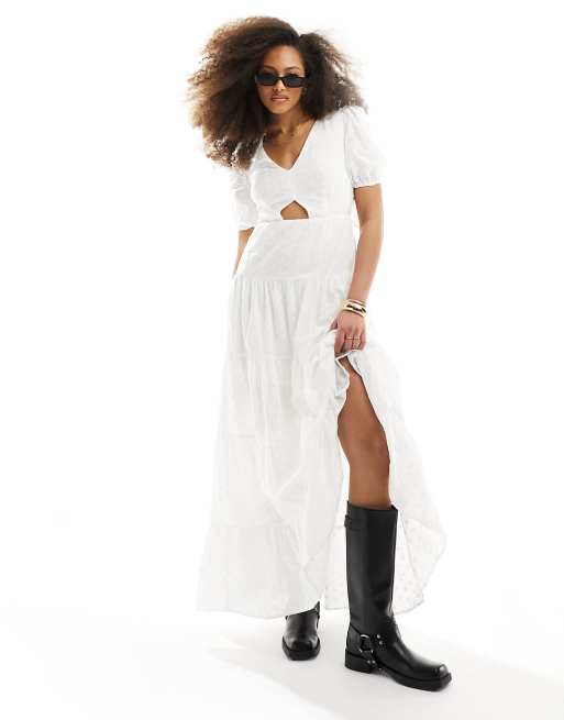 Style Cheat broderie midaxi dress in white 
