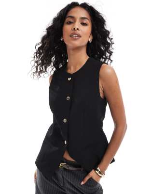 Style Cheat button up waistcoat in black φωτογραφία