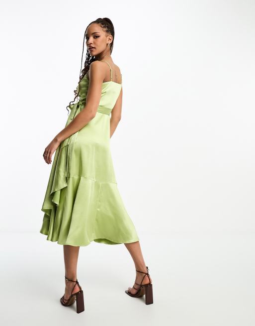 Lime Green Cowl Neck Cami - Satin Cami - Backless Satin Top - Lulus