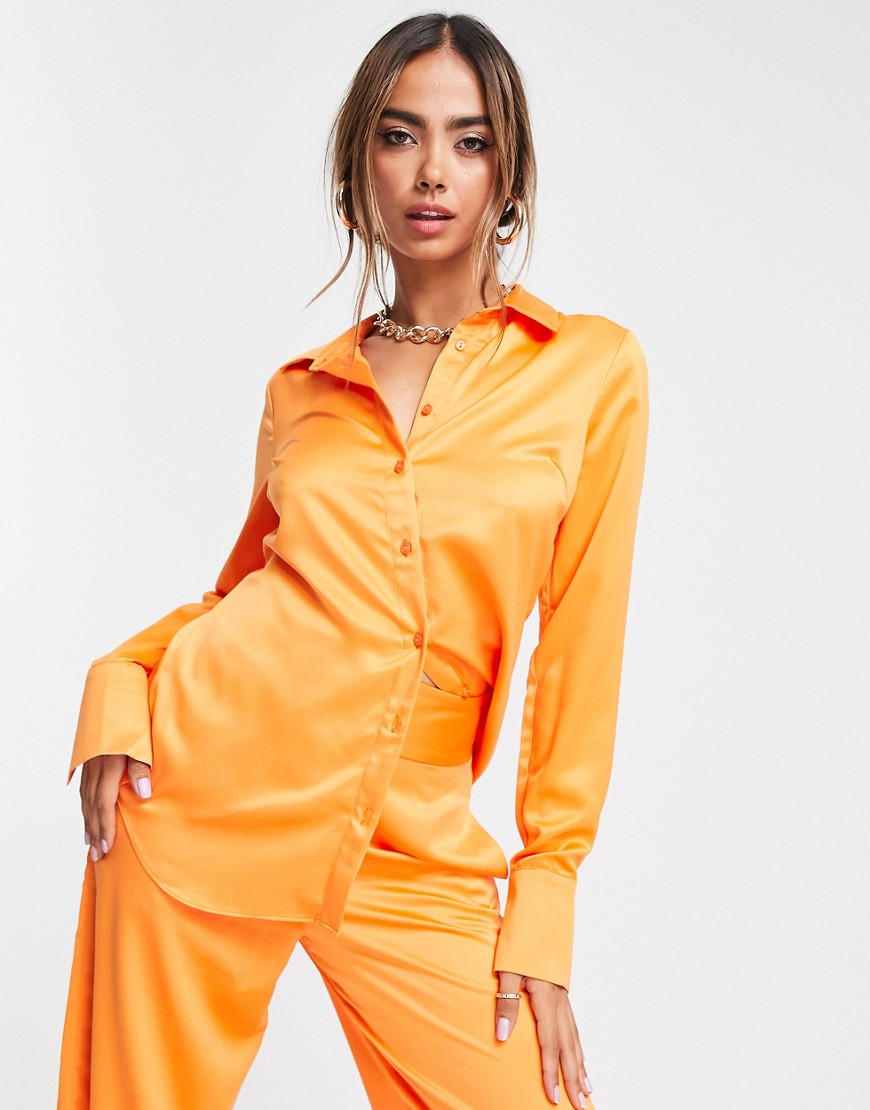 style cheat - camicia oversize color mandarino in coordinato-arancione