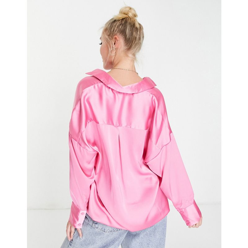 Donna baRng Style Cheat - Camicia oversize in raso rosa in coordinato