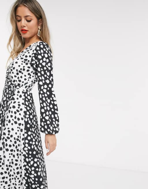 Contrast polka dot store dress