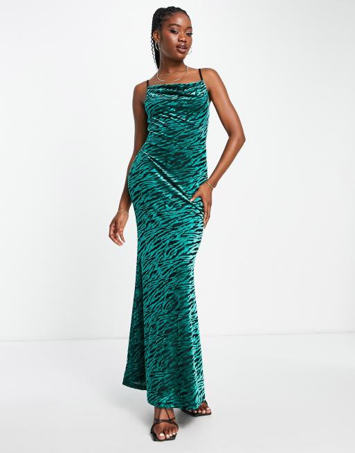 Burn Out Velvet Maxi Dress Green