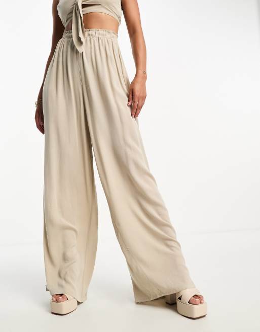 Wide leg crinkle on sale pants