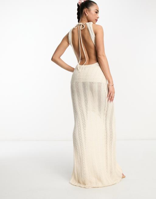 Crochet backless hotsell maxi dress