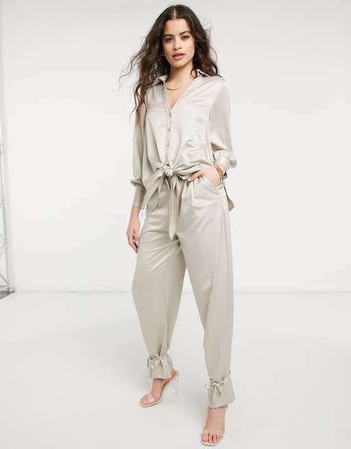 Style Cheat cuffed tailored pants set in taupe