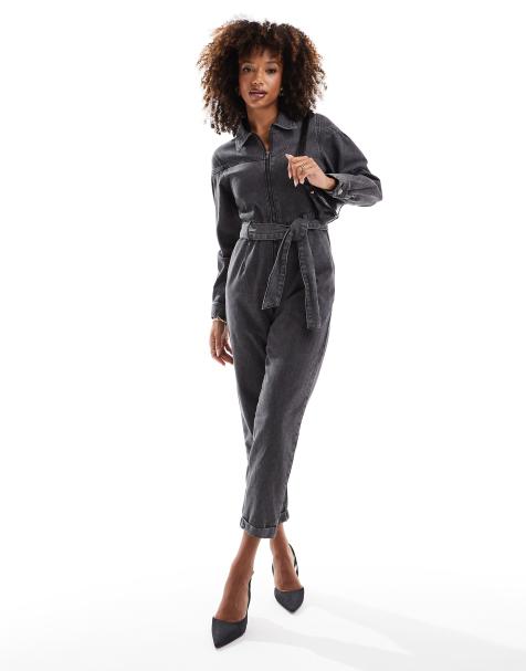 Style Cheat - Denim jumpsuit in zwart met wassing - view 1