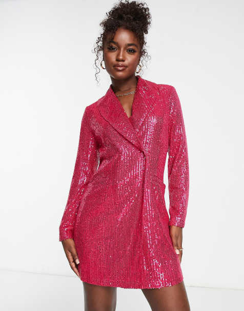 Style Cheat embellished blazer mini dress in bright pink - view 1