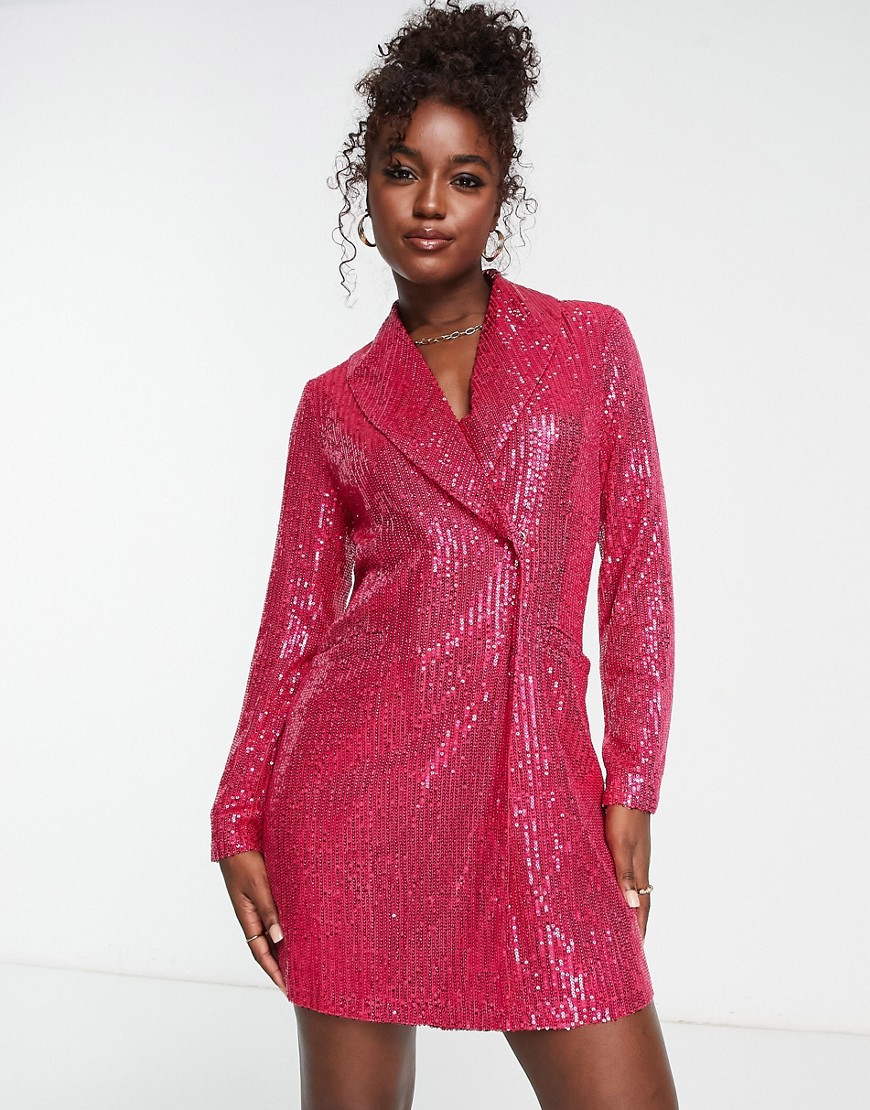 Style Cheat embellished blazer mini dress in bright pink