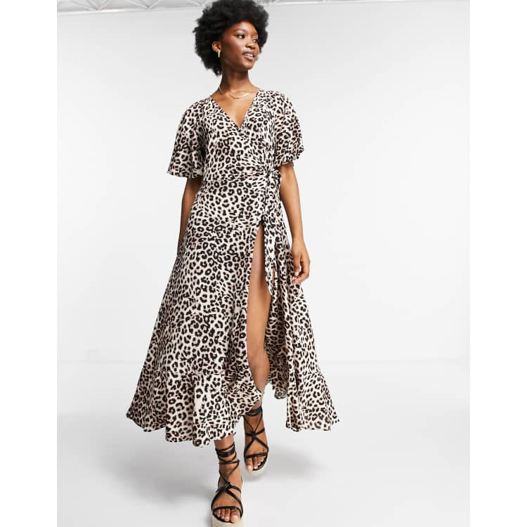 Oasis leopard print midi oboist dress