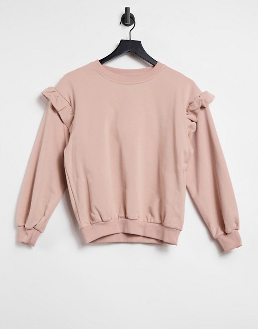 Style Cheat frill sleeve sweatshirt in blush pink
