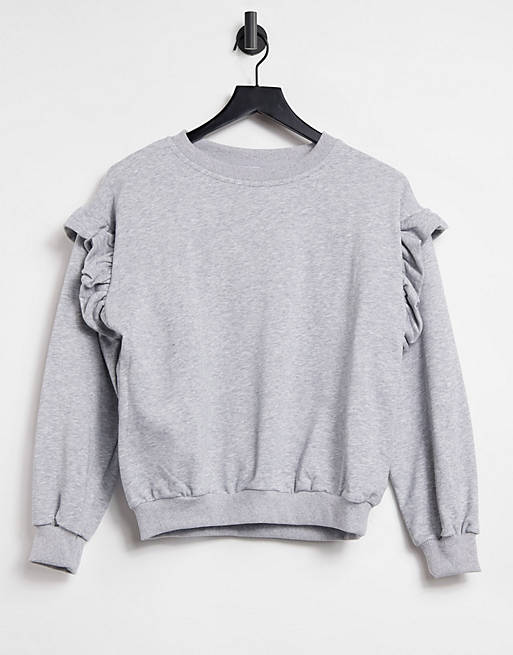  Style Cheat frill sleeve sweatshirt in grey 