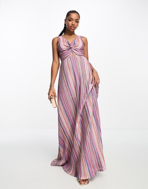 Style Cheat - Gebreide gestreepte midi jurk in multi