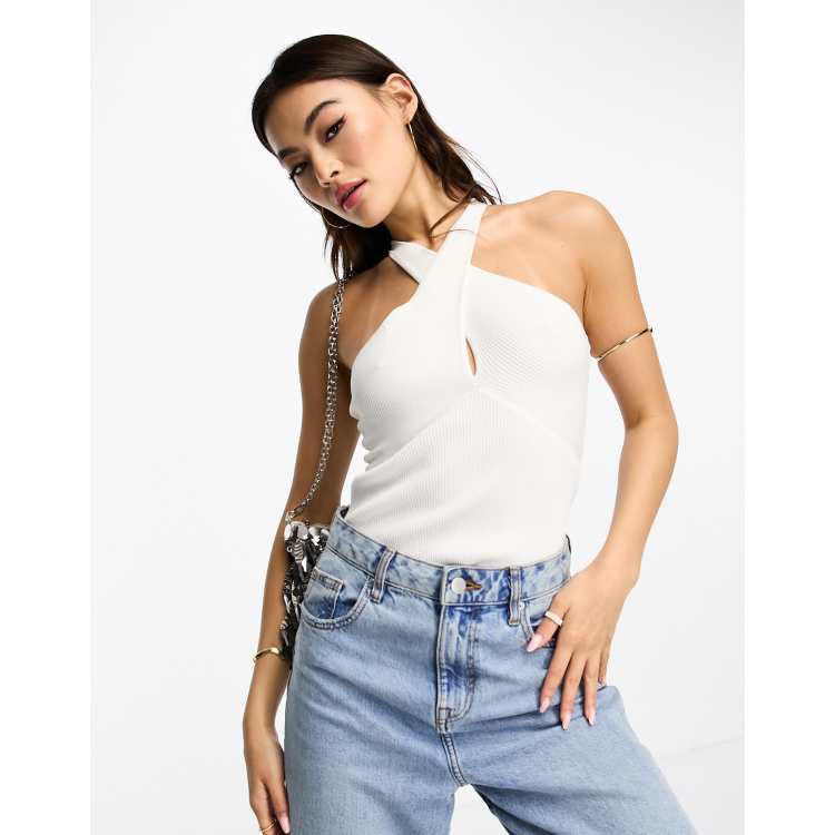 Style Cheat halter-neck knit top in ivory | ASOS