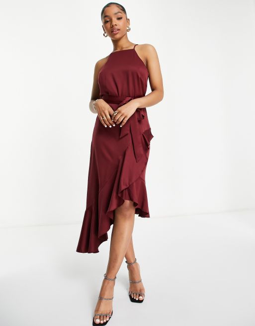 Maroon high neck outlet dress