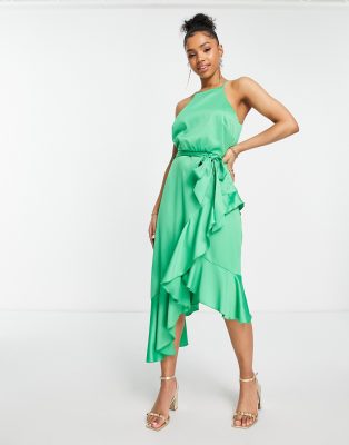 Style Cheat halterneck midi dress in vivid green - view 1