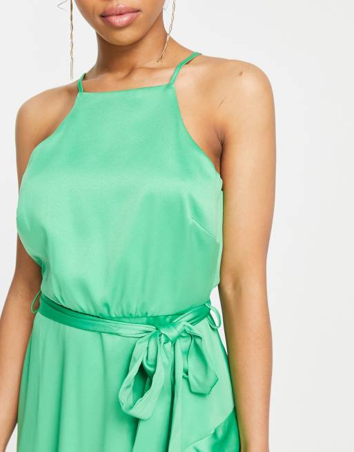 Style Cheat halterneck midi dress in vivid green, 3 of 4