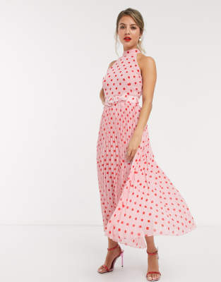 halter neck spotty dress